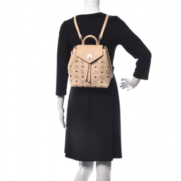 MCM Visetos Small Essential Backpack Beige - Picture 2 of 11